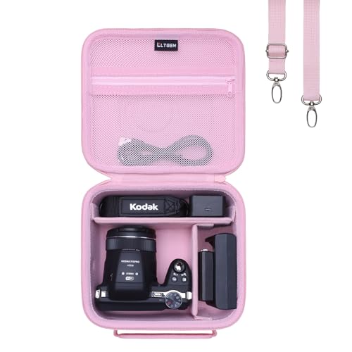 L LTGEM Camera Case Compatible with KODAK PIXPRO AZ405 / AZ528 / AZ425 / AZ255 Digital Camera and Accessories, with 2 Dividers and Shoulder Strap, Pink - color: Pink