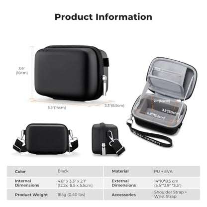 K&F CONCEPT Carrying Case for Digital Camera, Hard Shell Protective Travel Case Compatible with Ricoh GR III/GR IIIX/for Sony ZV-1 RX100/ for Canon G7X Mark III/G5X Mark II (Case Only) - color: Black