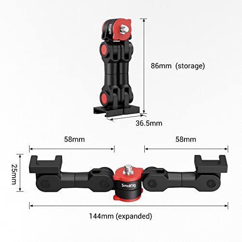 Dual Cold Shoe Mount by SmallRig, Extension Bar Universal Cold Shoe Adapter with 1/4" Thread Holes, for Microphone,Led Video Light, Audio Recorder Monitors-3483B