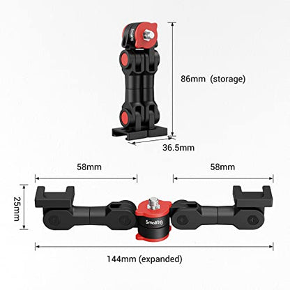 Dual Cold Shoe Mount by SmallRig, Extension Bar Universal Cold Shoe Adapter with 1/4" Thread Holes, for Microphone,Led Video Light, Audio Recorder Monitors-3483B