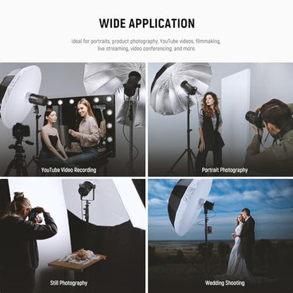 NEEWER 51"/130cm Parabolic Reflective Umbrella Photography with Silver Inner, Soft Lighting with Diffuser Cover, Bag, Quick Fold for Camera Photo Studio Video Light Shooting Monolight Flash, NS2U - color: Silver, size: 51"