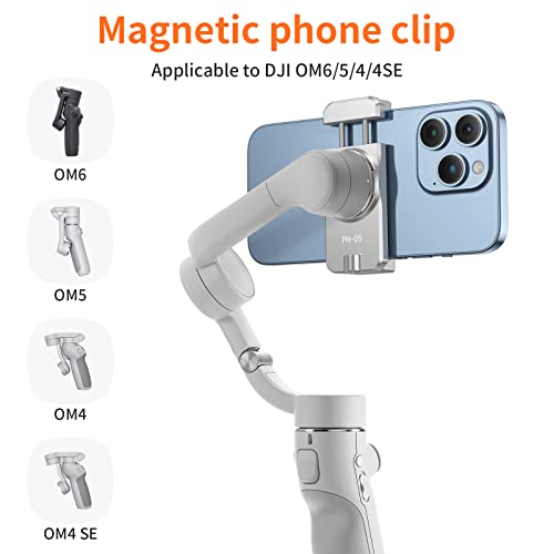 UURIG Magnetic Cell Phone Clamp for DJI OM, Phone Tripod Mount, Handheld Gimbals Magnetic Ring Holder for DJI OSMO Mobile 8/7/7P/6,OM 5/OM 4/OM 4 SE Accessories