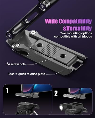 CAMBOFOTO Magnetic Phone Tripod Stand for iPhone, Aluminum Strong Magnetic Pocket Cell Phone Stand, Arca-Swiss Compatible with iPhone 17 16 15 14 13 12 Series/Android (Gray) - color: Gray