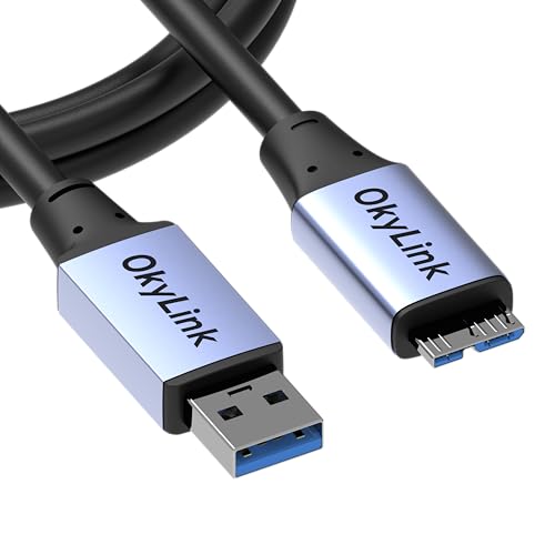 OkyLink USB 3.0 A to Micro-B Cable, Male to Male, 5Gbps 5ft | 1.5M, 3.2 Gen 1, for External Hard Drive HDD SSD - color: Gray USB3.0, size: 5ft (1.5m)