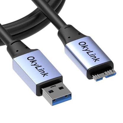OkyLink USB 3.0 A to Micro-B Cable, Male to Male, 5Gbps 5ft | 1.5M, 3.2 Gen 1, for External Hard Drive HDD SSD - color: Gray USB3.0, size: 5ft (1.5m)