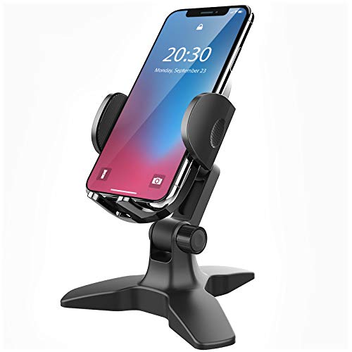 APPS2Car Heavy Duty Phone Stand - Adjustable Desktop Holder for Video Calls, Compatible with 4.7-6.8" Smartphones & Thick Cases, Perfect for Home Office - color: Black-Stand