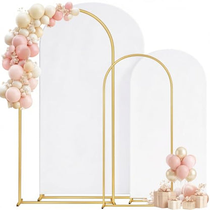 Toolterritary Metal Arch Backdrop Stand and Cover Set of 2, Sturdy 7.2FT, 6FT Party Backdrop Set, Wedding Arch Frame and Cover Set for Birthday, Baby Shower,Christmas, Anniversary - color: White, size: 7.2ft, 6ft