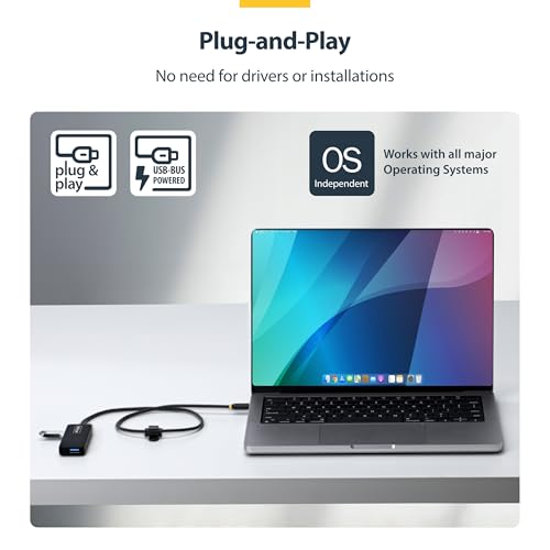StarTech 4-Port USB-C Hub 5Gbps with 4X USB-A, 2ft Cable (H5C4A-USB-HUB-2) - size: 2 ft, style: USB-C