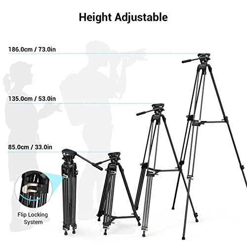 SmallRig AD-01 Video Tripod, 73" Heavy Duty Tripod with 360 Degree Fluid Head and Quick Release Plate for DSLR, Camcorder, Cameras 3751 - style: AD-01