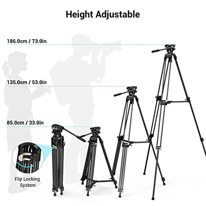 SmallRig AD-01 Video Tripod, 73" Heavy Duty Tripod with 360 Degree Fluid Head and Quick Release Plate for DSLR, Camcorder, Cameras 3751 - style: AD-01