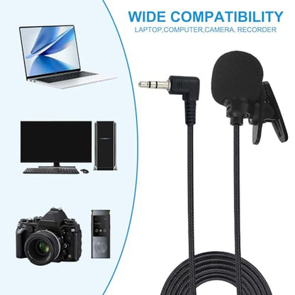 Kinizuxi 2 Pack Lavalier Lapel Microphone,Portable Collar Clip Mic for iPhone iPad Android Smartphone Amplifier Podcast PC/Laptop,Hands Free Mini Mic Recording for YouTube,Interview,Video,Vlog