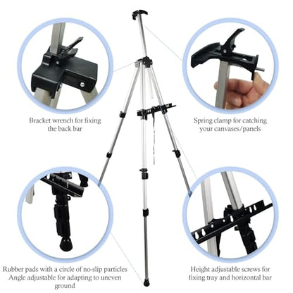 NS JYMB 17-66 Inch Adjustable Art Easel Stand for Painting and Sign, Silver | Portable metal tripod easel for display stand, canvas holder, adults, floor and poster board use - style: 66Silver 1pack