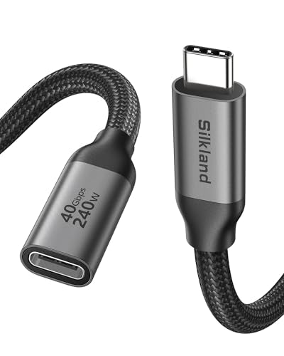Silkland 40Gbps USB 4 Extension Cable for Thunderbolt 4, [240W Charging, 8K 60Hz] USB C Extender 4ft, 4K@240Hz Type C Male to Female Adapter Compatible for USBC Hub, iPhone 17/16, MacBook, iPad - size: 4 Feet