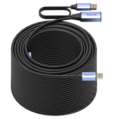 OkyLink Active USB 2.0 Extension Cable A to A, Male to Female 160ft(50M) | 480Mbps Signal booster cord, compatible with printer, mouse, keyboard, scanner, camera - size: 160ft (50m)