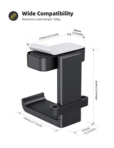 Lamicall Headphone Stand, Headset Hanger - 360 Degree Rotation Earphone Hook Holder Mount, Table Headphone Stand with Cable Organizer, Gaming Headset Clamp for HyperX, Razer, Sony, Sennheiser - Black - color: Black