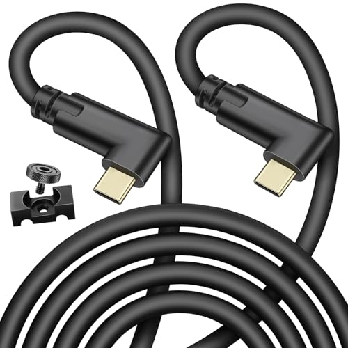 Jelanry Camera Tether Cable Dual Right Angle USB C to USB C, for Power Delivery, 5Gbps Data Transfer, Charging Between Camera & Computer+ Tethering Cable Lock Clamp for Sony Canon Nikon, 16.4 feet/ 5m - size: Dual Elbow