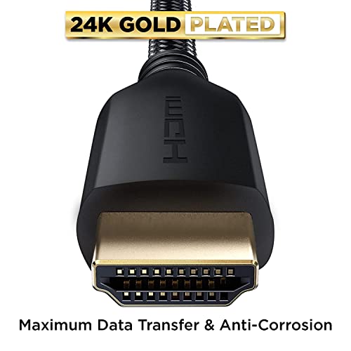 PowerBear 4K HDMI Cable 6 ft | High Speed, Braided Nylon & Gold Connectors, 4K @ 60Hz, Ultra HD, 2K, 1080P, ARC & CL3 Rated | for Laptop, Monitor, PS5, PS4, Xbox One, Fire TV, Apple TV & More - size: 6ft