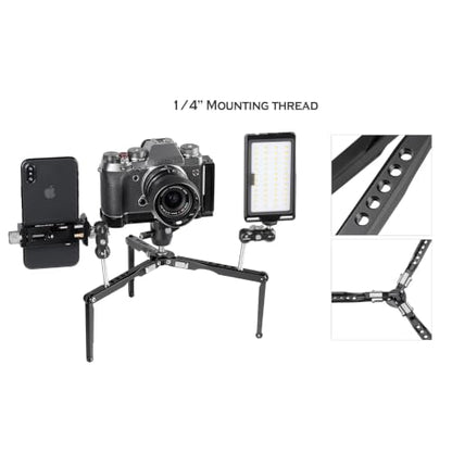 Leofoto MT-03 Tabletop Tripod, Aluminum Mini Tripod, 2 Leg Sections, Foldable Leg, Portable and Compact, 1/4" Mounting Stud and Accessories Thread (MT-03) - style: MT-03