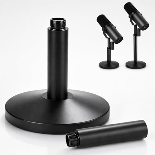 Desktop Microphone Stand for Shure SM7B/SM7DB, Adjustable Height with 2 Extension Rods, All-Metal Heavy-Duty, Easy Setup & Portable Space-Saving Mic Stand