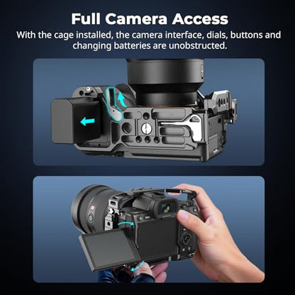 SmallRig HawkLock Quick Release Full Cage for Sony Alpha 7R V/Alpha 7 IV/Alpha 7S III/Alpha 1 / Alpha 7R IV/Alpha 7 V, Built-in Quick Release Plate for Arca, Cold Shoes (Upgraded Version) - style: Normal Cage
