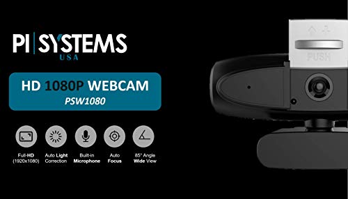 1080P HD Webcam with Adjustable Privacy Cover and Built-in Noise-Reduction Microphone - Sleek Black