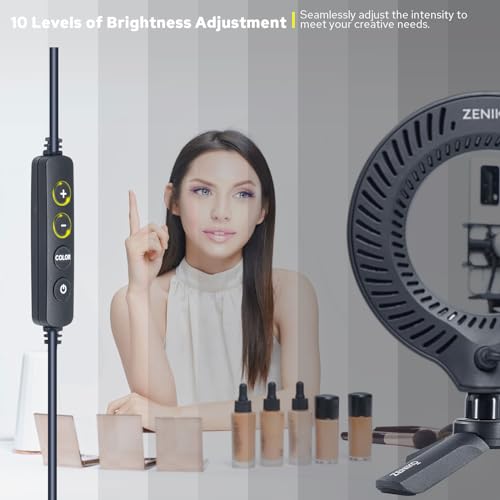 ZENIKO CR5 Video Conference Lighting Kit, 5" Ring Light Clip on Laptop Monitor, Desk Light with Stand Tripod, Bi-Color CRI >95 for Webcam Lighting, Zoom Lighting, Broadcasting, Live Streaming