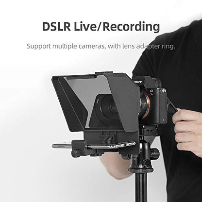 AMBITFUL 7.5'' Mini Teleprompter W/Desktop Tripod for Smartphone & DSLR | with Remote & APP Control,49-77mm Camera Adapter Rings,Idea for Live Streaming/YouTube/Tiktok/Video Recording
