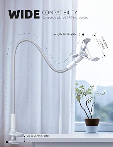 Lamicall Phone Holder Bed Gooseneck Mount, Cell Phone Clamp Clip for Desk, Flexible Long Arm Headboard Bedside Lazy Bracket, Overhead Table Stand, Compatible with All Phones - Gray - color: Gray