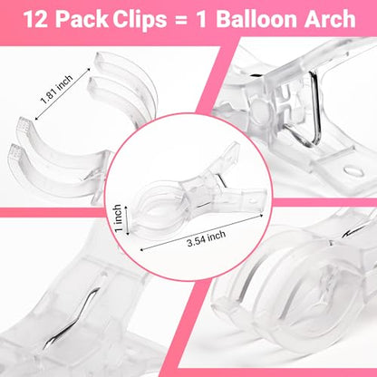 12 Pack Balloon Arch Clips - 3.5 Inch Clear Clips for Backdrop Stand - Transparent Spring Clamps for Balloon Arch - Strong Garland Hanging Clamps- Photography Accessories for Party, Wedding, Birthday