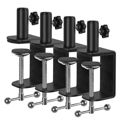 Desk C-Clamp with 1/2" Thread Hole, C Clamp for Microphone Stand, Adjustable Metal Table Clamp on Desk Lamp, Black Desk Lamp Clamp for Swing Arm Magnifying (4, black) - color: Black