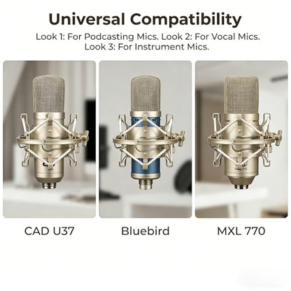 Miwayer Universal Microphone Shock Mount, Cobweb Anti-Vibration Suspension, Compatible with 1.6-1.8 Inch Large Diaphragm Condenser Mics for CAD U37, NW-700, MXL770, GLX220, Universal Studio Mic Clip - size: 1.6-1.8"(42-47mm) Silver