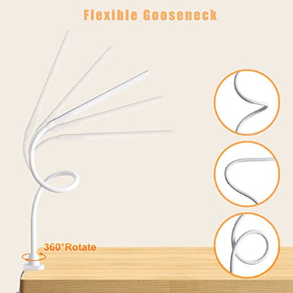 YOUKOYI LED Desk Lamp with Clamp,Flexible Gooseneck Architect Table Lamp - 5 Brightness Levels & 4 Color Modes, Touch Control, Eye-Care 10W Desk Light for Home/Office/Reading/Work(White) - color: White