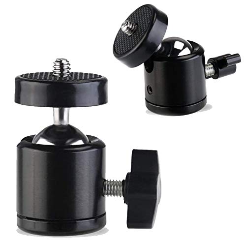 Universal 1/4" Swivel Mini Ball Head Screw Tripod Mount（2 Pack）, EszkozTA360 Degree Rotating Mount Base Adapter for DSLR Cameras HTC Vive Tripods Monopods Camcorder Light Stand… - color: Black-Black