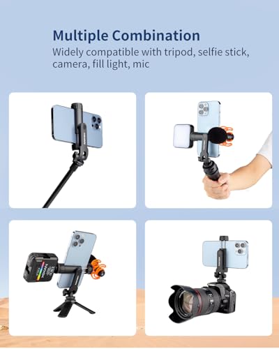 Lightweight Universal Phone Tripod Mount Adapter with 1/4" Screw and Cold Shoes, 360° Rotates Adjustable Smartphone Clamp Holder, Compatible with iPhone/Samsung/Andriods/Camera for Photography - style: Lightweight-Plastic