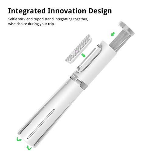 ATUMTEK Selfie Stick Tripod, 3-in-1 Extendable Aluminum Phone Tripod with Detachable Bluetooth Remote, Compatible with iPhone 17/16/15/14/13/12/11/11 Pro/XS Max/XR and Samsung Smartphones, White - color: White