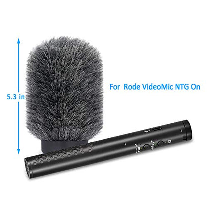 YOUSHARES NTG Furry Microphone Wind Shield - Windscreen/Windmuff for Rode VideoMic NTG and Microphones with Maximum Slot Length of 100mm (3.9") and Diameter of 18-24mm （Shag, Gray） - color: NTG Shag