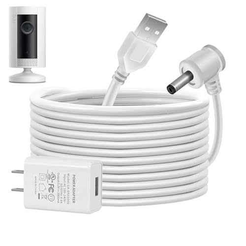 Charge Cords 30ft for Ring Weatherproof Indoor Outdoor Charging Cable with Quick 2Amp Power Adapter for Ring Stick Up Cam Battery 3rd Gen/2nd Gen & Spotlight Cam Battery (White,1 Pack) - color: White-For Ring, size: 1 Pack(30FT)