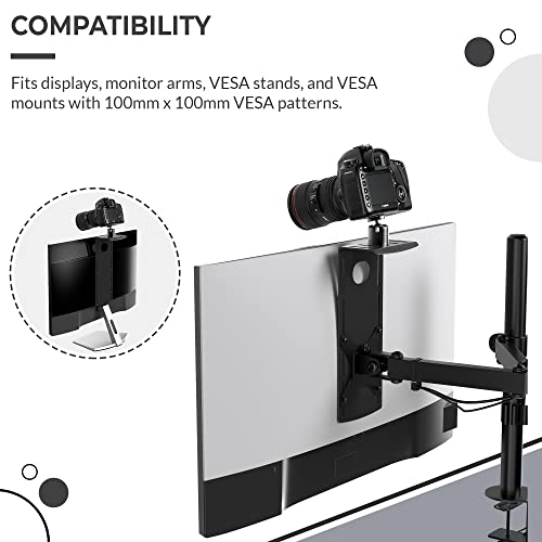 HumanCentric DSLR Monitor Mount Small, Desk Camera Mounting, Light Webcam, Microphone Shelf for Monitor VESA Arm, Replace Clamp Tripods, 100x100mm Patterns, Aluminum, Hardware Included - size: Small Shelf
