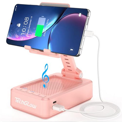 TechGlow Gifts for Men Women Foldable Cellphone Stand with Charging Function Birthday Gift Idea for Mom Dad Cool Gadget Tech Gifts-Pink - color: Pink