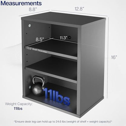 VIVO Black Clamp-on Desk Leg Shelving Unit, Storage Shelves, DESK-SHELF3CL | Multi-Level Storage, Office Accessory Holder for Supplies, Gaming Devices, and More, Workstation Organizer
