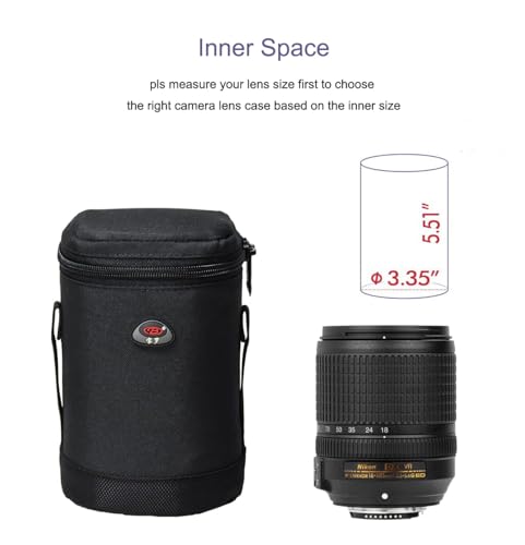 Camera Lens Case DSLR Camera Lens Bag Fits for Canon Nikon Pentax Sony Olympus Panasonic and Other Camera Lens - size: BL-0004
