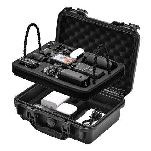 Waterproof Hard Case for DJI Osmo Pocket 4 3 Accessories Power Expansion For Xtra Muse Mini Tripod Carrying Dual Layer Travel Case Vlogging Compatible with DJI OM 70 Selfie Stick