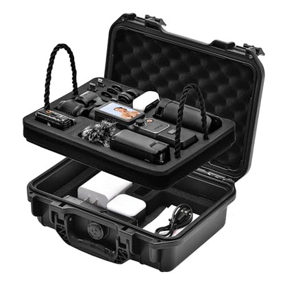 Waterproof Hard Case for DJI Osmo Pocket 4 3 Accessories Power Expansion For Xtra Muse Mini Tripod Carrying Dual Layer Travel Case Vlogging Compatible with DJI OM 70 Selfie Stick