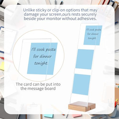 2 Pcs Acrylic Monitor Memo Board with Removable Stand Portable Monitor Sticky Note Board Sticky Notes Index Tabs for Computer Screen Monitors, Office Desk Accessories, No Screen Damage