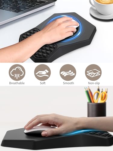 3-in-1 Ergonomic Keyboard Stand with Wrist Rest & Mouse Pad Set, Comfy Keyboard Riser Holder Soft Mousepad with Massage Design, Memory Foam and Non-Slip PU Base for Pain Relief, Black - color: Black
