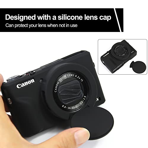 Easy Hood Case for Canon Powershot G7 X Mark III Digital Camera, Soft Silicone Protective Cover with Removable Lens Cover for Canon Powershot G7X Mark III DSLR Camera (Black) - color: Black