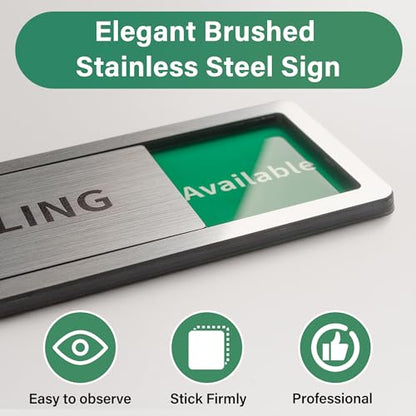 Studio Room Door Sign with Slider, Do Not Disturb Privacy Office Sign, In Use/Available Acrylic Sliding Indicator for Business Hospital Home, Brushed Silver 8" x 2.6" - style: STUDIO