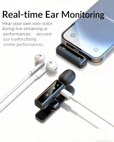 3 IN 1 Wireless Lavalier Microphones for iPhone/Android/Camera Devices(Lightning/USBC/3.5 mm Jack), 2 Pack Mini LED Display Lapel Mic with Mute/Reverb/Noise Reduction for Video Recording Vlogging
