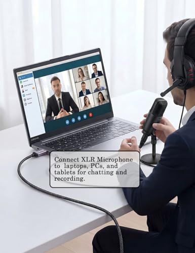 DUKABEL USB Microphone Cable, Upgraded XLR to USB-A Cable with 24bit/96KHz XLR Recording Cable for Podcasting Recording, 2.4M/8FT Mic Adapter for PC, Laptop