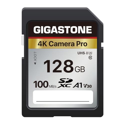 【5-Years Data Recovery】 GIGASTONE 128GB SD Card, 4K Camera Pro, UHS-I A1 V30 U3 Class 10 SDXC Memory Card 4K UHD Video Compatible with Digital Camera, Full-Sized SD Card, with 1 Mini Case - color: 128GB 4K Camera Pro SD Card 1-Pack